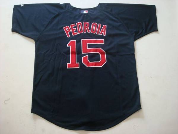 Red Sox #15 Dustin Pedroia Stitched Dark Blue MLB Jersey - Click Image to Close